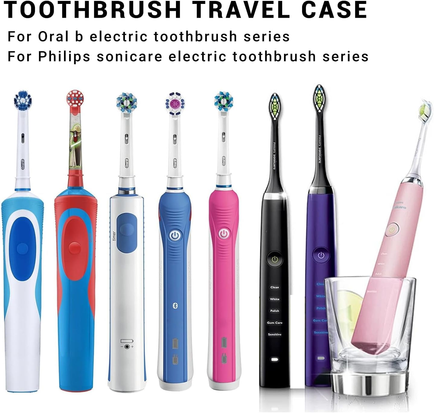 Electric Toothbrush Travel Case with Toothbrush Covers for Oral B Pro Series, Portable Storage Toothbrush Holder (Transparent)