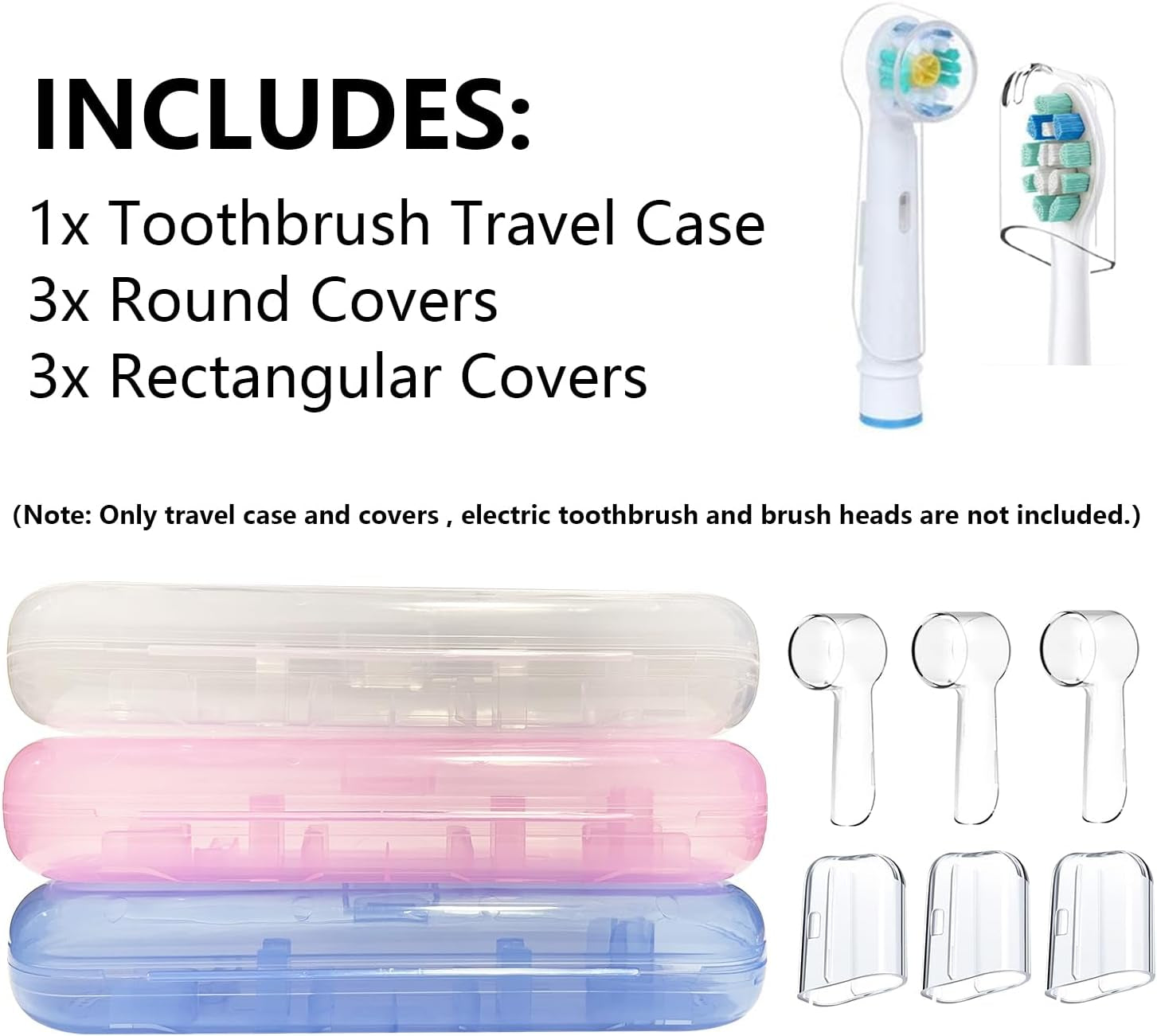 Electric Toothbrush Travel Case with Toothbrush Covers for Oral B Pro Series, Portable Storage Toothbrush Holder (Transparent)