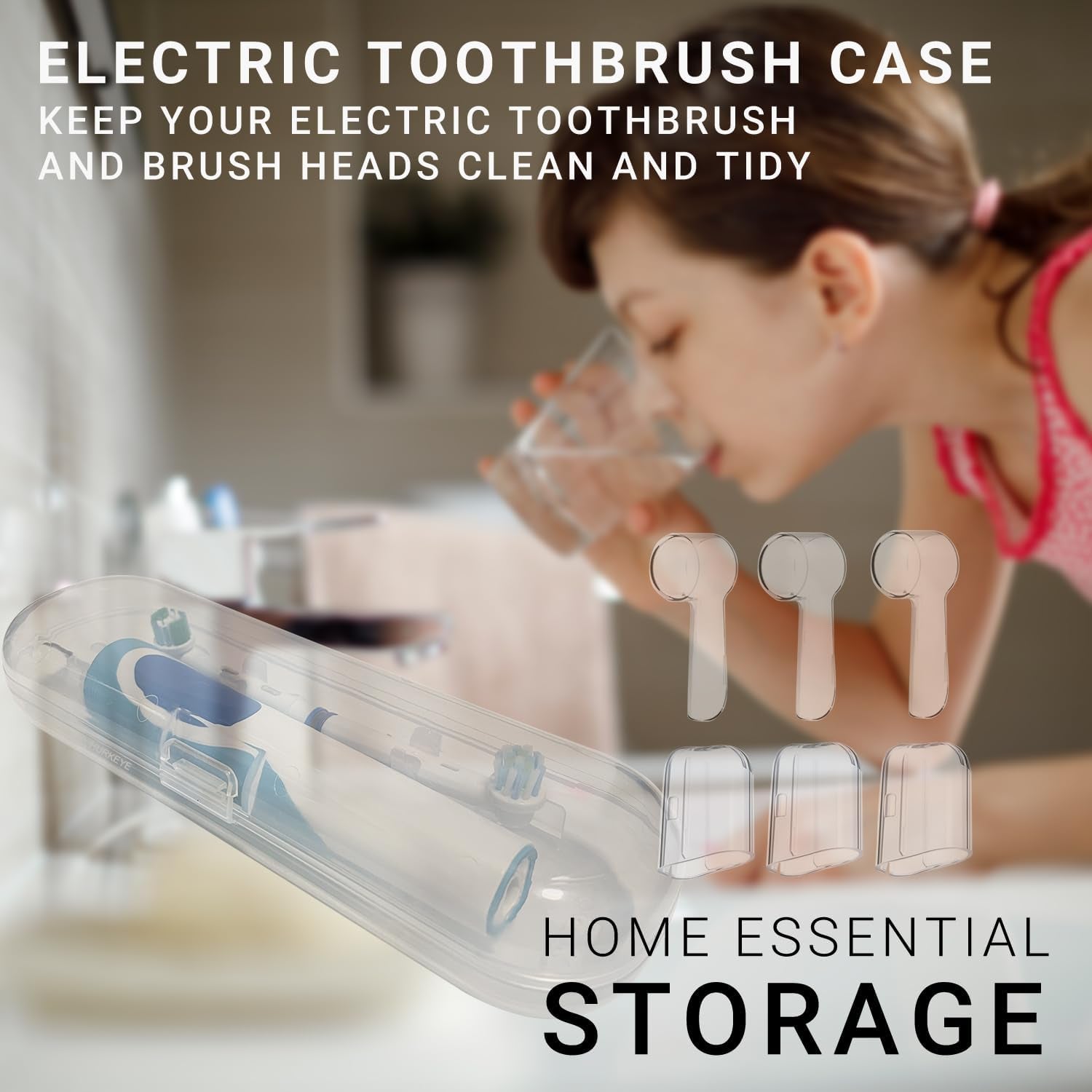 Electric Toothbrush Travel Case with Toothbrush Covers for Oral B Pro Series, Portable Storage Toothbrush Holder (Transparent)